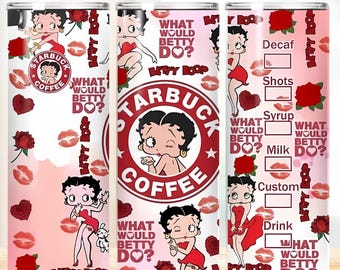 Betty Boop 20oz Tumbler Wrap Sublimacja Wzór PNG