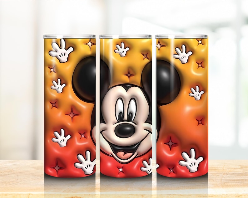 Projekt kubka z Myszką Miki, projekt smukłego kubka o pojemności 20 uncji, obraz sublimacyjny, opakowanie kubka, kubek z Myszką Miki, Myszka Miki, pobieranie cyfrowe zdjęcie 1