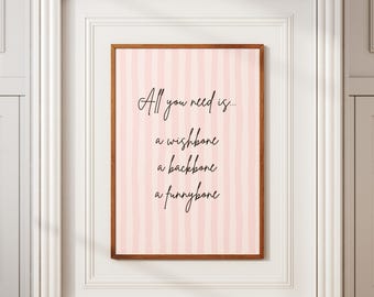 Inspirujący wydruk, Wishbone Backbone Funnybone, nowoczesny plakat ścienny