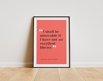 Cytat z "Dumy i uprzedzenia", grafika ścienna, prezent dla miłośnika książek, plakat literacki, wystrój domu
