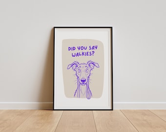 Wydruk z motywem spacerów z psem, sztuka ścienna, prezent dla miłośników psów, plakat komiksowy, wystrój domu