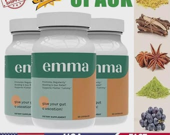 3er-Pack Emma Gut Gesundheit Ergänzung 180 Kapseln zur Linderung von Blähungen & Leaky Gut