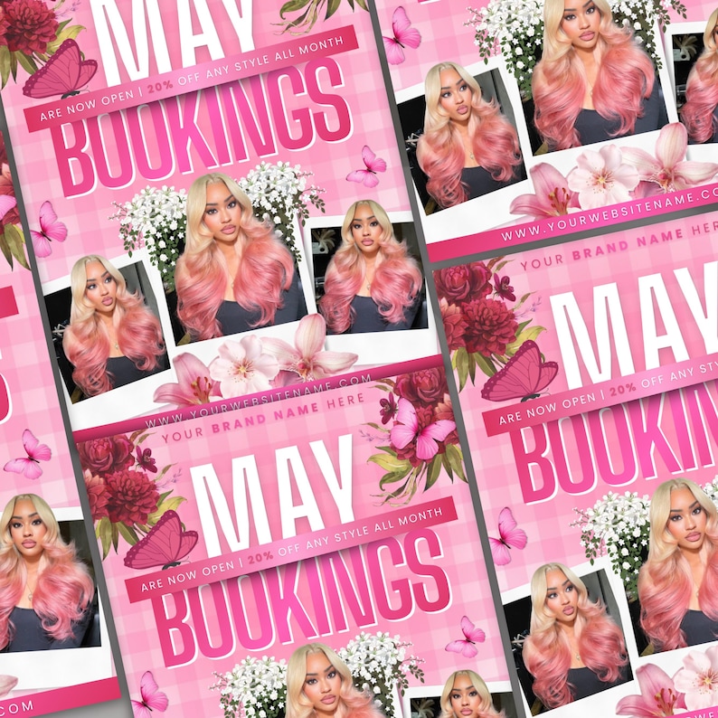 May Booking Flyer, Mothers Day Booking Flyer, May Hair, May Books Open, May Appointment Flyer, May Book Now, May Lashes Nail Braid Wig Flyer