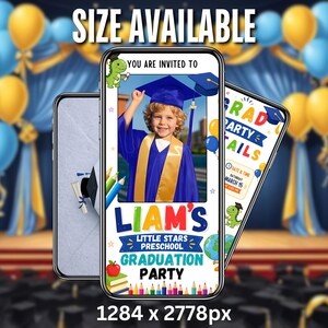 Blue Preschool Graduation Video Invitation, Pre-K Grad Digital Invites, Kids Editable Template, Graduation Evite, Instant Download