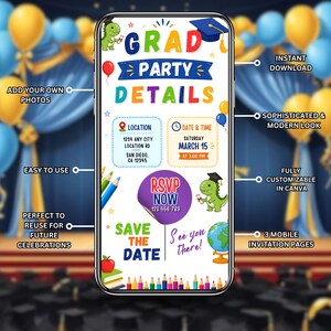 Blue Preschool Graduation Video Invitation, Pre-K Grad Digital Invites, Kids Editable Template, Graduation Evite, Instant Download