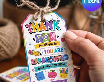 Teacher Appreciation Week Gift Tag Printable Teacher Appreciation Classroom Supplies Gift Tag Pencil Tag Labels Instant Digital Download