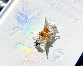 Starburst Citrine Pendant | Handcrafted Silver Wire-Wrapped Celestial Jewelry | Whimsical Boho Accessory