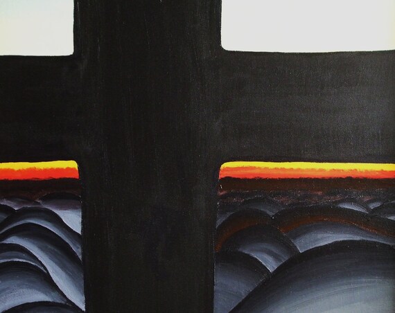 O'Keeffe Cross 8x10 print on canvas paper--matted and framed