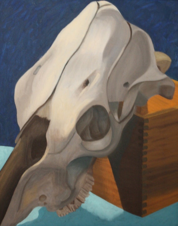 Cow Skull--original 16x20 oil on stretched canvas framed