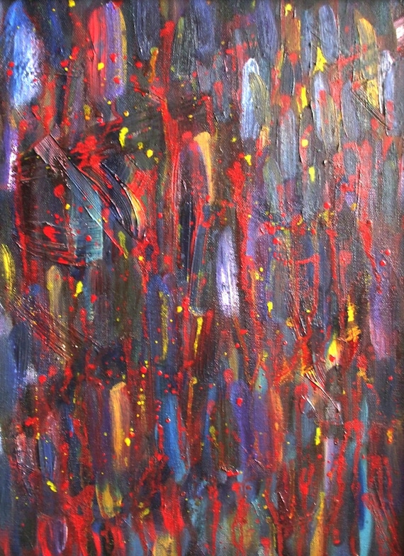 Abstract Dashes--original oil on canvas, signed and framed