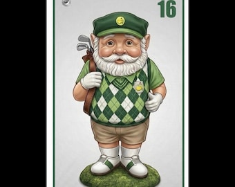 Toalla de golf de doble cara con diseño de gnomo del Augusta National Masters, tamaño pequeño (40,6 cm x 60,9 cm).