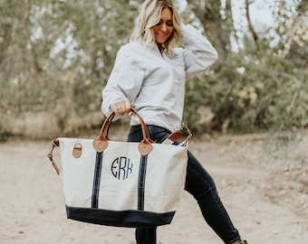 Embroidered Canvas Weekender Duffle Bag Monogrammed