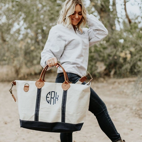 Monogrammed Canvas Garment Bag Hanging Satchel Solid Luggage Etsy