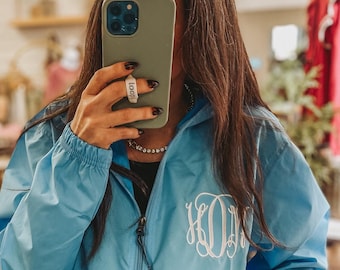 Embroidered Rain Jacket Pullover: Charles River Apparel Monogrammed Lightweight Pack-N-Go