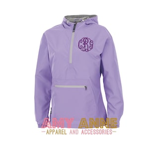 Charles River Monogrammed Light lila Pullover Regenjacke von Charles River ~ Personalisiert ~ Pullover ~ Half-Zip Anorak Chatham