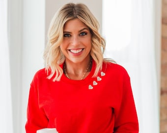 Collar Heart Design | Crew Neck Sweatshirt  | Loungewear | Wedding Apparel | Mom Fashion | Valentines Love Sweetheart