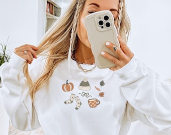 Embroidered Autumn Cozy Cottagecore Fall Crewneck Sweatshirt