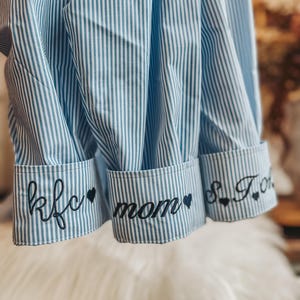 Embroidered Button Up Shirt Personalized Cuff Detail, Shirts for Bridal Party, Wedding Day Button Down, Small Monogram Oxford