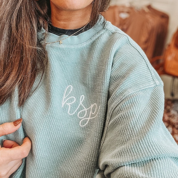 Crew Neck Cord Monogrammed Sweatshirt  | Loungewear | Corded Sweatshirt | Fall Apparel | Blogger Mom Fashion | Customize