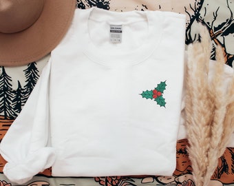 Holly Christmas Sweatshirt | Crew Neck Sweatshirt  | Loungewear | Holiday Apparel | Mom Fashion | Winter Crewneck