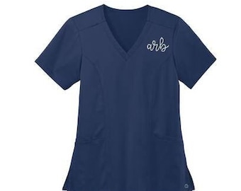 Monogrammed Nurse Scrub Top Nursing Medical Apparel Doctor Scrubs Personalized Embroidered