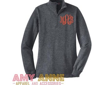 monogrammed pullover quarter zip