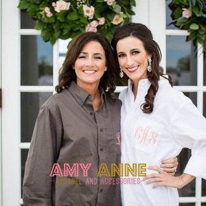 Embroidered Bridal Party Button Up Oversized Dress Shirt | Wedding Day Getting Ready | Bridesmaid Gift