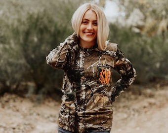 Embroidered Real Tree | Camo Shirt | Long Sleeve Pocket Tee | Camoflauge | Personalized Gift Idea | Hunting Gear | Hunter Apparel