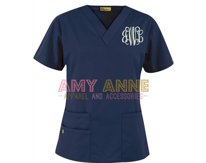 Monogrammed Nurse Scrub Top Nursing Medical Apparel Doctor - Etsy