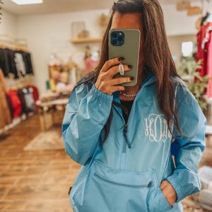 Embroidered Charles River Monogrammed Lightweight Rain Jacket Personalized ~ Pullover ~ Half Zip Unisex Rain Gear Quarter Half Zip Pack N Go image 8