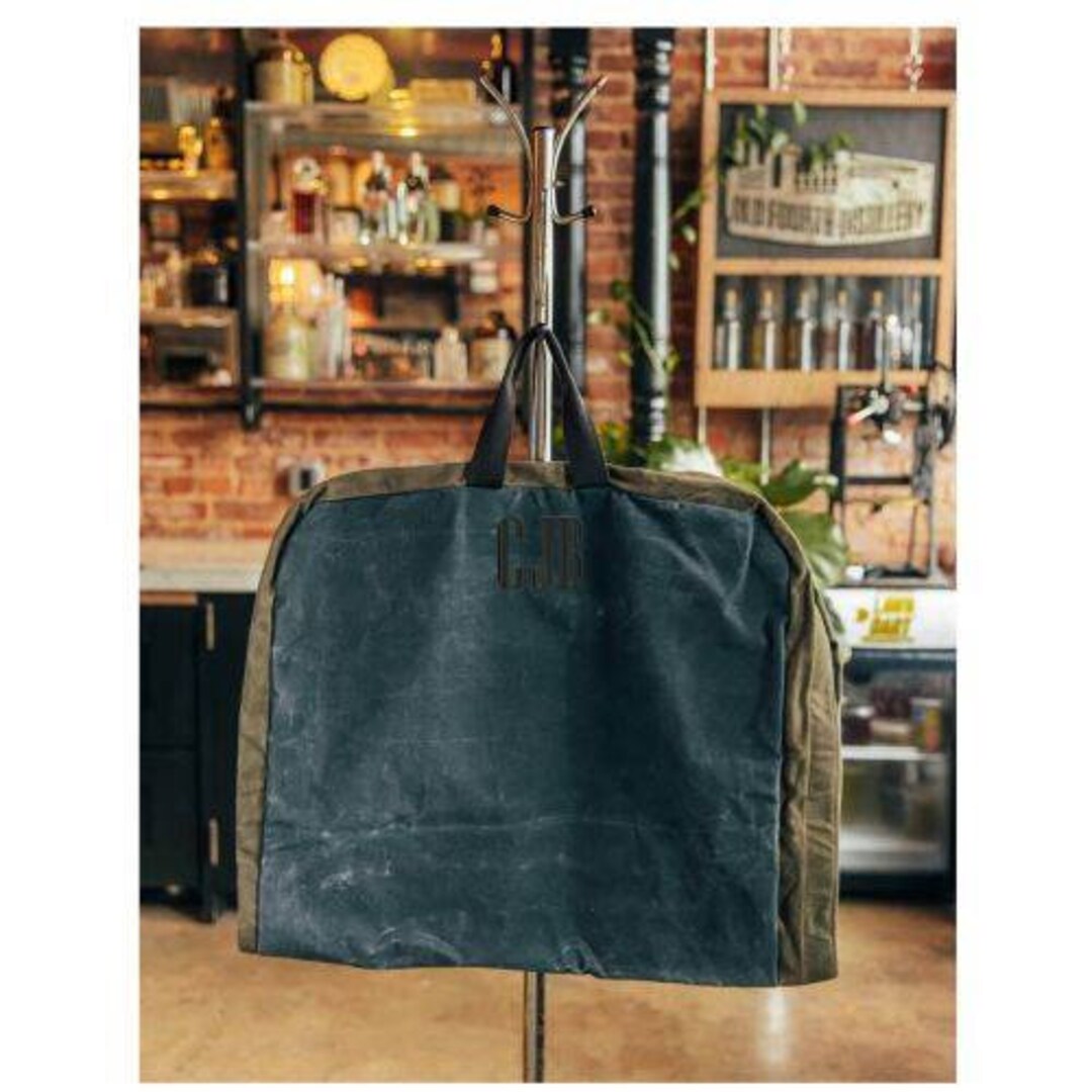 Waxed Canvas Garment Bag Hanging Satchel Luggage Bride or Groom Gift Idea Overnight Travel Bag