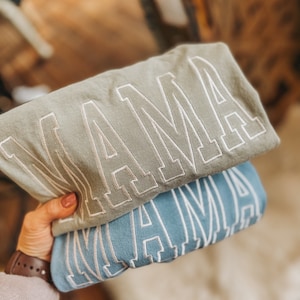 Mama - Varsity - Long Sleeve Comfort Colors Tee