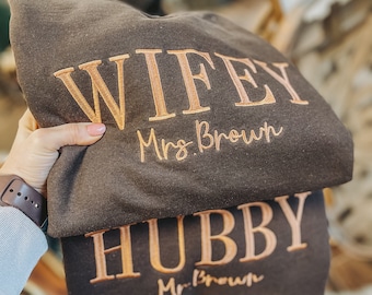 Hubby and Wifey Set Block Tone on Tone | Crew Neck Sweatshirt  | Loungewear | Wedding Apparel | Blogger Mom Fashion | Gifts for the Bride