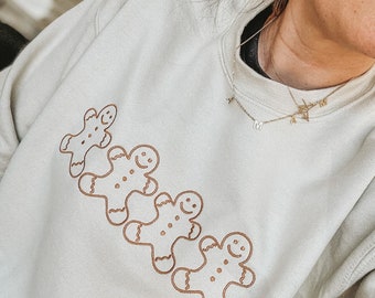 Gingerbread Men Sweatshirt | Crew Neck Sweatshirt  | Loungewear | Holiday Apparel | Mom Fashion | Winter Crewneck Sweatshirt