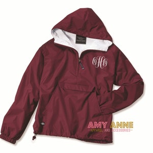 Charles River Cardinal Monogrammed Classic Solid Pack and Go Rain Jacket by Charles River ~Personalized ~ Pullover ~ Half Zip