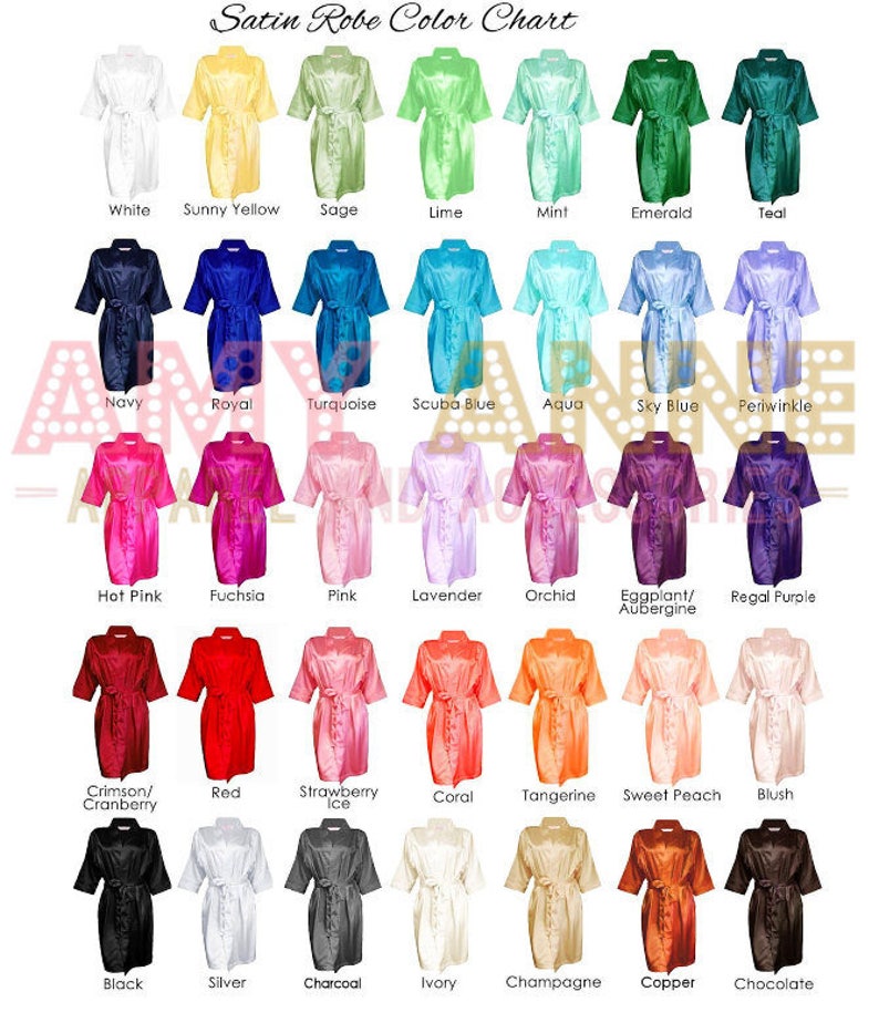 Set of SEVEN Bridesmaid Robe Monogrammed Satin Robes wedding Etsy