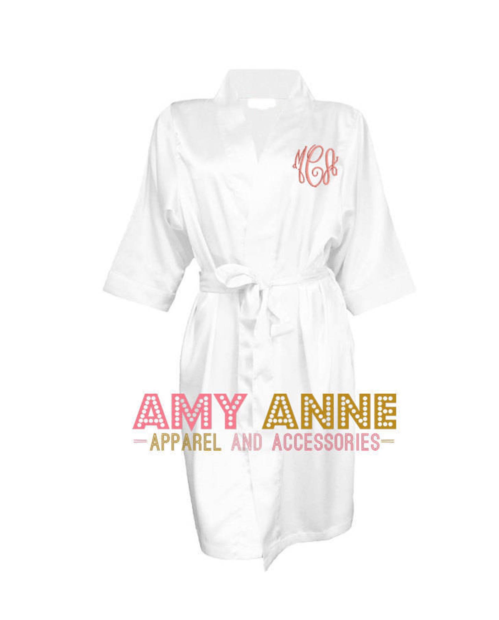 Set of SEVEN Bridesmaid Robe Monogrammed Satin Robes wedding Etsy