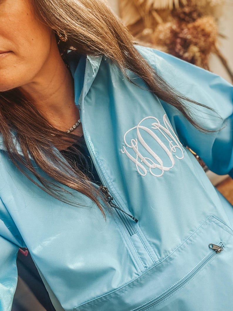 Embroidered Charles River Monogrammed Lightweight Rain Jacket Personalized ~ Pullover ~ Half Zip Unisex Rain Gear Quarter Half Zip Pack N Go image 7