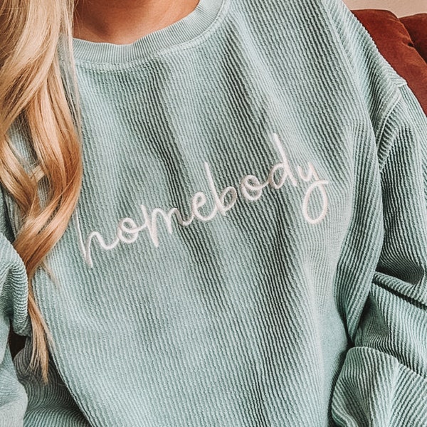 Homebody Cord Sweatshirt | Crew Neck Sweatshirt  | Loungewear | Cord Sweatshirt | Fall Apparel | Blogger Mom Fashion | Loungewear