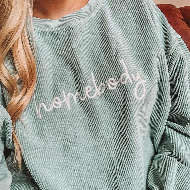 Homebody Cord Sweatshirt Crew Neck Sweatshirt Loungewear Cord Sweatshirt Fall Apparel Blogger Mom Fashion Loungewear image 1