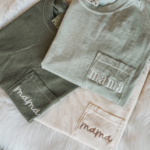 Comfort Colors Short Sleeve MAMA pocket tee | Pocket T-Shirt | Unisex Vintage Pigment Dyed | Mothers Day | Oversized Tee | Mom