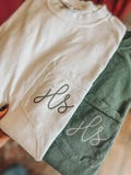 Embroidered Monogrammed Comfort Colors Pocket Tee - Vintage Pigment-Dyed Long Sleeve