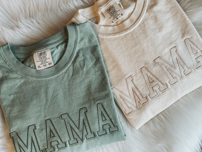 Comfort Colors College Block MAMA short sleeve tee Vintage T-Shirt Unisex Vintage Pigment Dyed Mothers Day Oversized Tee Mom image 1