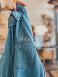 Embroidered Denim Button Up Shirt with Simple Monogram above Pocket Bridal Party Gift