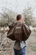 Personalized Waxed Canvas Firewood Log Carrier: Embroidered Cabin Tote Bag