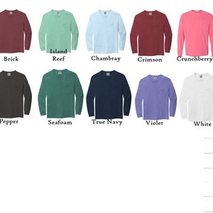 Comfort Colors Long Sleeve Monogrammed Pocket T-Shirt Tee Ladies Vintage Pigment Dyed Great for Bridesmaid Gift Ideas image 10