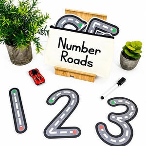 Number Roads 0-9 Learning Set – EYFS Maths Number Activity with Toy Car