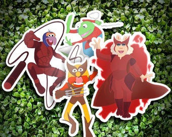 Set di adesivi ispirati ai supereroi dei Muppet per laptop, borracce, quaderni, ecc.