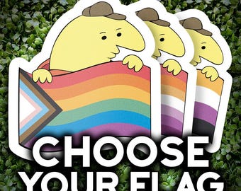 Adesivo impermeabile per laptop LGBTQ+ Scegli la tua bandiera Charlie di Smiling Friends