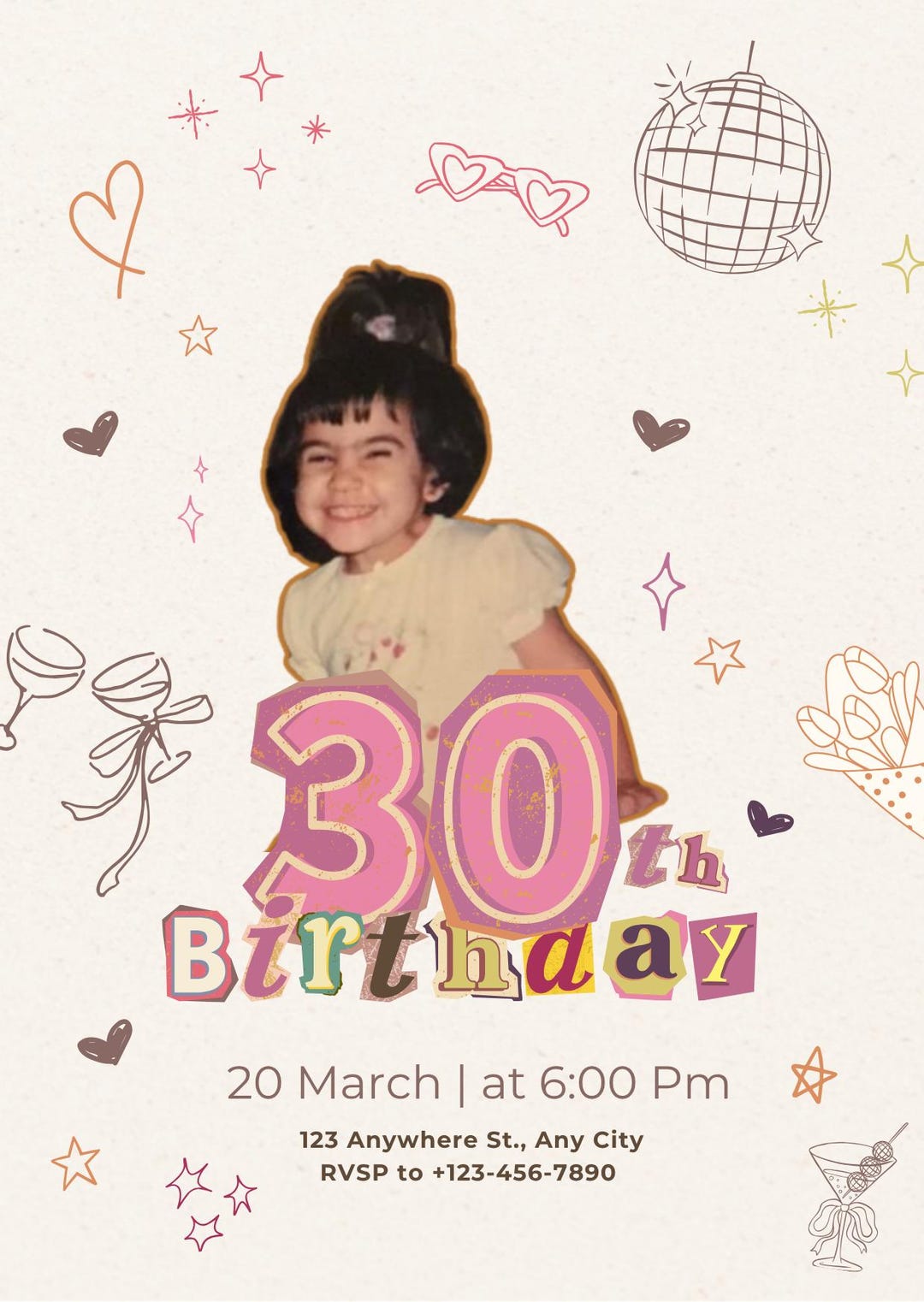 30th Birthday Invitation Template With Baby Photo & Memory Journal ...